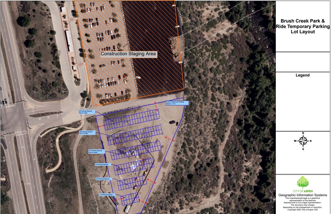 Temporary parking during construction at the Brush Creek Park & Ride
