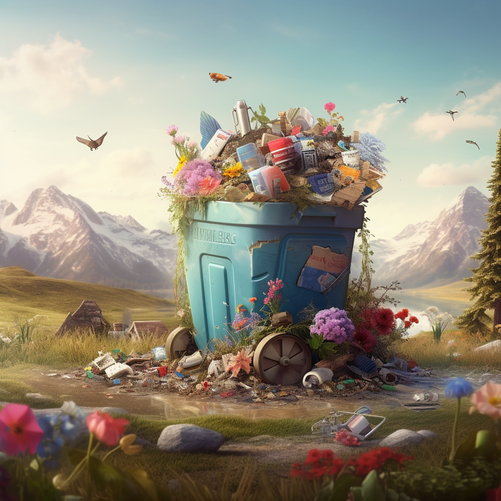 a_recycling_bin_overflowing_with_recyclables_in_an_ear