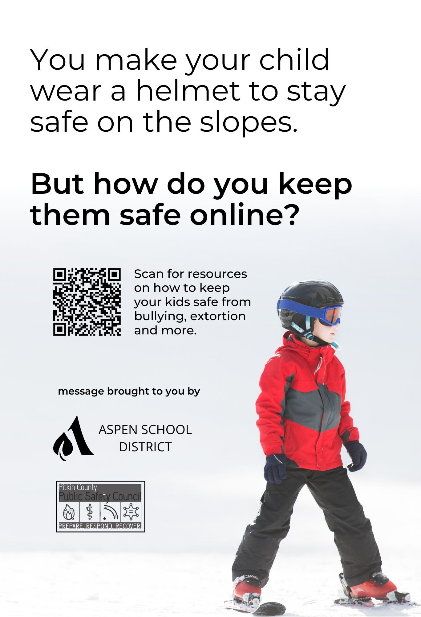 Internet safety ad featuring young snowboarder