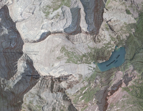 Overhead map rendering of Hagerman Peak and Snowmass Lake