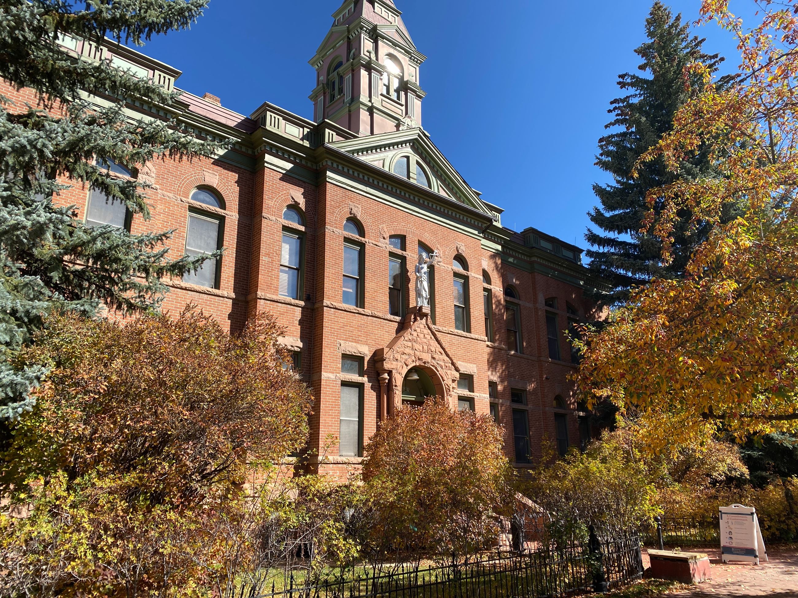 The historic Pitkin County Courthouse is on Aspen's Main Street in the heart of downtown.